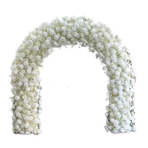 Arche de mariage en fleurs artificielles blanches, arche de mariage avec toile de fond en fleurs fraîches, décoration florale pour arche de mariage - Product Image 3