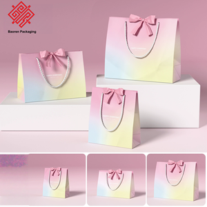 Sac de shopping en papier kraft Baoren avec votre propre logo, sac d'emballage en papier pour bijoux, sac cadeau de luxe recyclable en papier artistique - Product Image 3