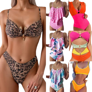 Nuevo Conjunto de Bikini de 2 Piezas Sólido y Sexy para Mujer, Traje de Baño de Playa con Falda, Top Triángulo Halter y Tanga, Estilo Mixto - Product Image 4