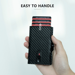 CASEKEY <b>RFID</b> <b>Blocking</b> Genuine Leather <b>Wallet</b> with Automatic Pop-Up Aluminum Lining Short Length - Product Image 4