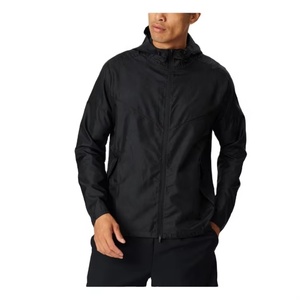 Mens Casual Fashion Custom <b>Black</b> Polyester <b>Runner</b> Jackets Men's Hooded Jackets Coats Windbreaker Jacket - Product Image 1