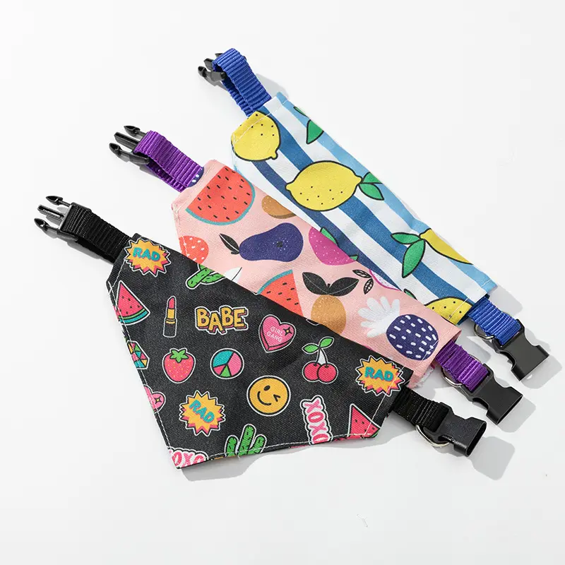 Sciarpa per animali domestici stampata moda personalizzata modello di frutta estiva Bandana per gatti spiaggia attraverso collare Bandana per cani