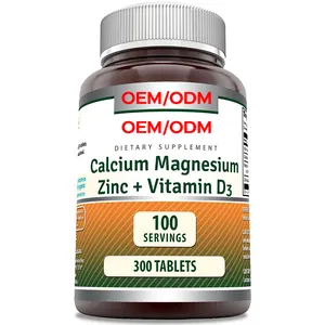 Calcio 1000mg Calcio Magnesio Zinc D3 - 300 Tabletas por botella Suplemento con vitamina D3