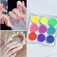 Newby 9 pièces/ensemble Poudre à ongles magique effet miroir pigmentée dégradée, mélange de couleurs, excellent effet d'art des ongles pour la décoration des ongles en DIY