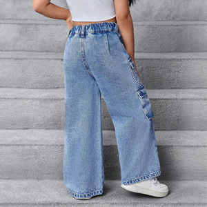 <span class=keywords><strong>Jean</strong></span> cargo en denim tendance <span class=keywords><strong>pour</strong></span> petites filles, taille élastique, multi-poches latérales, coupe large, ample, <span class=keywords><strong>pour</strong></span> usage quotidien des enfants, vente en gros - Product Image 2