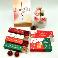 Boîte à encens personnalisée de Noël avec tiroir, motif arbre de Noël vintage, bâtonnets d'encens multicolores, boîte cadeau parfumée pour les fêtes, vente en gros