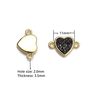 Серебряный, цвет шампанского, радуга, прозрачный, синий, фиолетовый, черный, золотой, друза, агат, кристалл, сердце, соединительный кулон, Очаровательные Подвески для изготовления ювелирных изделий 11 мм - Product Image 4