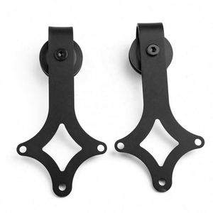 WEKIS Heavy-Duty Indoor/Outdoor Modern <b>Mini</b> Slide Barn Door Hardware Satin Black Carbon Steel Brass 120kg Load Capacity - Product Image 2