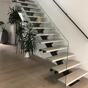 CBMmart Escalier à suspension de design d'intérieur avec garde-corps en verre trempé Escalier droit à poutre unique