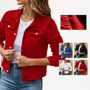 2025 automne et hiver décontracté polyvalent <span class=keywords><strong>veste</strong></span> mode mince revers Denim <span class=keywords><strong>veste</strong></span> mince extérieur Denim cheval <span class=keywords><strong>veste</strong></span> - Product Image 1