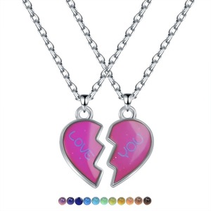 Collier en acier inoxydable personnalisable avec gravure 'Meilleur ami', 'Je t'aime', 'Ailes d'ange', 'Cœur', 'Température d'humeur' pour l'amitié ou les couples - Product Image 6