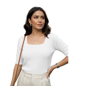 เสื้อถักสำหรับผู้หญิงผ้าถักเนื้อนุ่มระบายอากาศได้ดีดีไซน์ทันสมัยสวมใส่ในชีวิตประจำวันแบบลำลองสวมใส่สบาย - Product Image 1