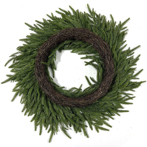 Couronne artificielle de feuilles de pin de Norfolk, 60 cm, ronde, plante verte décorative pour la décoration de Noël, de la maison et de la porte - Product Image 2