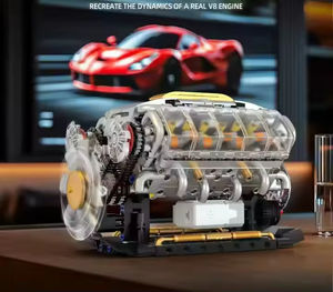 692-delige V8-bouwset voor verbrandingsmotoren, bouwstenen STEM V8 met turbocompressor, kleine onderdelen, motor aangedreven, bouwstenen - Product Image 5