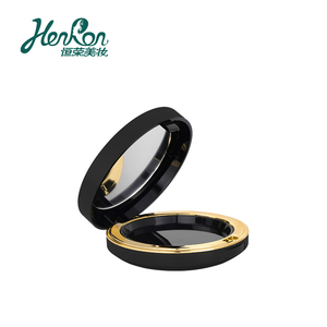 Boîtier <span class=keywords><strong>compact</strong></span> cosmétique rond vide en plastique noir emballage en poudre étui <span class=keywords><strong>compact</strong></span> à poudre pressé pour cosmétique - Product Image 2