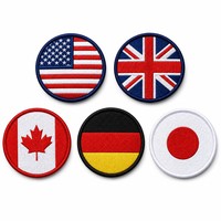 Lot de 5 patchs chenille 3D alphabet drapeaux de pays (États-Unis, Royaume-Uni, Allemagne, Japon) brodés thermocollants pour sacs à dos et bagages personnalisés