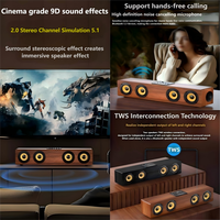 Speaker Kayu Berlapis Serat dengan Suara Surround Stereo Berkualitas Bioskop, Dilengkapi 4 Speaker Besar dan Bass yang Kuat, Mendukung Interkoneksi Nirkabel TWS