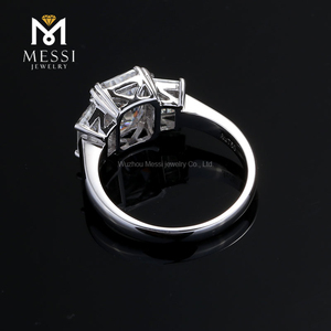 Messi jóias 14k/18k ouro branco, 2ct três pedra anel octogono moissanite anel para mulheres - Product Image 5