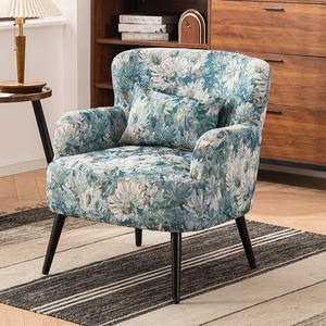 अमेरिकी रेट्रो पुष्प जैक्वार्ड एकल सोफे लक्जरी छोटे अपार्टमेंट रहने वाले कमरे की कुर्सी बालकनी अवकाश के लिए प्रकाश के साथ - Product Image 2