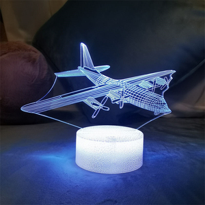 Lámpara de Noche <span class=keywords><strong>LED</strong></span> 3D con Diseño de Avión, Lámpara de Mesa Estereoscópica Visual, Lámpara Holográfica Inteligente, Lámpara Acrílica con Ilusión Óptica, Decoración - Product Image 4