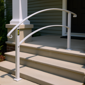 Ringhiera in ferro battuto Weor a 3 gradini, bianca, flessibile, per scale esterne in cemento, stile transizionale - Product Image 2