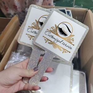 Bling Heart Shaped <b>Mirror</b> Rhinestone Hand Held <b>Mirror</b> Makeup Lash Hand <b>Mirror</b> for Cosmetics - Product Image 6