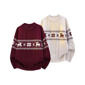 Fair Isle Christmas <b>Pullover</b> Sweater <b>For</b> <b>Men</b> And Women Autumn Winter Retro Nordic Style Knitwear Top Mlxl2xl - Product Image 1