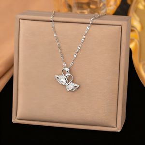 Collar con Colgante de Cisne Doble Chapado en Oro de 18K, Exquisito y Moderno, Cadena para Clavícula para Mujer - Product Image 6