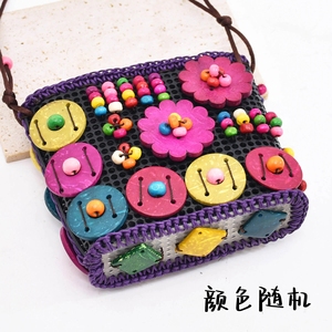 Piccola borsa di perle di legno fiore per portafogli da ragazza, borse a tracolla, borse per carte - Product Image 2