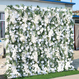 Paneles de flores rosas de lujo al por mayor, de 8x8 pies pared de fondo, pared de flores enrollable 3D, pared de tela de flores para decoración de boda, venta al por mayor, al por mayor de La T-FW053 - Product Image 1