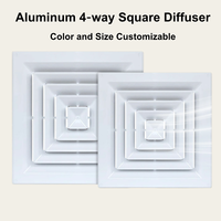 Diffuseur d'air mural carré personnalisable 600x600mm, flux d'air multidirectionnel, grille de ventilation moderne en alliage d'aluminium pour hôtels et hôpitaux