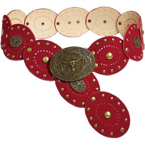 Ceinture pour femme FOXA style western bohème avec rivets métalliques et boucle à plaque, style cowgirl vintage - Product Image 1