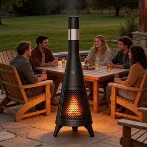 Braciere da Esterno Alto 160 cm con Ciotola in Metallo, Set di Mobili da Giardino Moderni, Grande Braciere da Esterno Coperto - Product Image 3