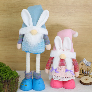 Knitted <b>Easter</b> Bunny Gnome Plush Tall Stretchable Leg Standing Rabbit Tomte for 2026 Spring Shelf Sitter Farmhouse Home Decor - Product Image 2