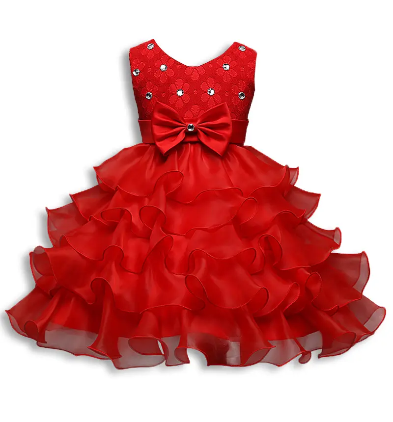 Hot Princess Kids Frock Designs Flower Beading Wedding Baby Long Dress Baby Girl Dress party