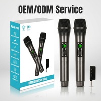 Système de microphone karaoké numérique sans fil 2,4 GHz portable avec récepteur rechargeable 18650, surface UV grise, pour KTV domestique et scène