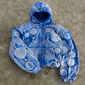 <span class=keywords><strong>Felpa</strong></span> con cappuccio imbottita Unisex da uomo in fabbrica con cappuccio imbottito con cappuccio personalizzato lavato e lavaggio acido con <span class=keywords><strong>Zip</strong></span> <span class=keywords><strong>felpa</strong></span> con cappuccio OEM & ODM cappotto da uomo - Product Image 1