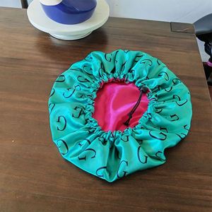 Bonnet de nuit en satin double couche ajustable avec logo personnalisé, bonnet de douche rond double face pour femme, chapeau de nuit en polyester - Product Image 2