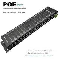 Módulo de fuente de alimentación POE de 16 puertos, adaptador de inyector a través de Ethernet, Panel de conexión de red Ethernet pasivo para cámaras PoE, teléfonos IP
