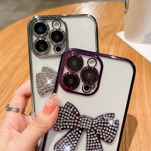 <span class=keywords><strong>เกาหลี</strong></span> 3Dโบว์ใสนุ่มElectroplatedสําหรับiPhone 15 14 Pro Max 13 12 Pro 11 Candyน่ารักโปร่งใส - Product Image 3