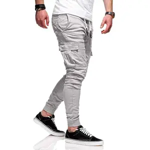 Fournisseur de haute qualité de marques internationales, Pantalon chino déchiré kaki pour homme avec coupe ajustée/