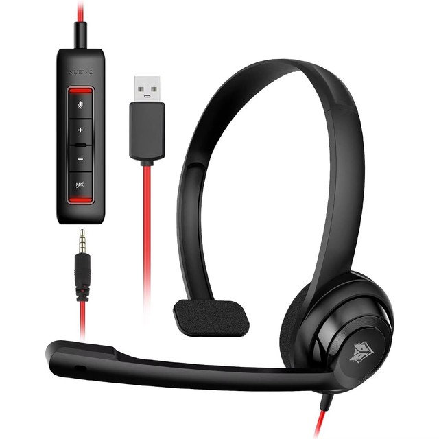 NUBWO HW02 In-line Control On-Ear USB Type-c Headphone Wired Office Call Center Headset for Boom Skype Webinars with Microphone