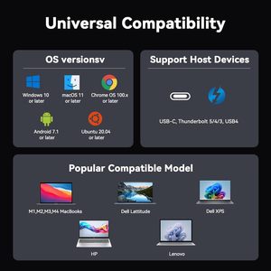 Base de Conexión USB-C para Laptop, 3x4K <span class=keywords><strong>DisplayLink</strong></span>, <span class=keywords><strong>Adaptador</strong></span> de Corriente de 120W para MacBook M1/M5/Windows, 14 Puertos para 2.0, Aluminio - Product Image 4