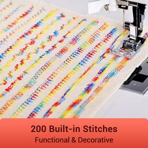 <span class=keywords><strong>Machine</strong></span> <span class=keywords><strong>à</strong></span> <span class=keywords><strong>coudre</strong></span> informatisée PooLin EOC02, 200 points, écran LCD, table large, 7 pieds-de-biche, quilting, <span class=keywords><strong>enfile</strong></span>-<span class=keywords><strong>aiguille</strong></span> <span class=keywords><strong>automatique</strong></span> - Product Image 4