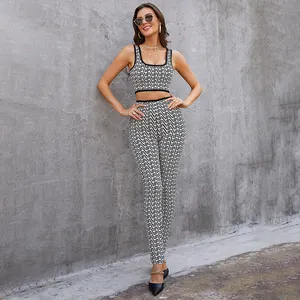 trending products 2024 new arrivals crop top two pieces bandage pant set summer outfits for women