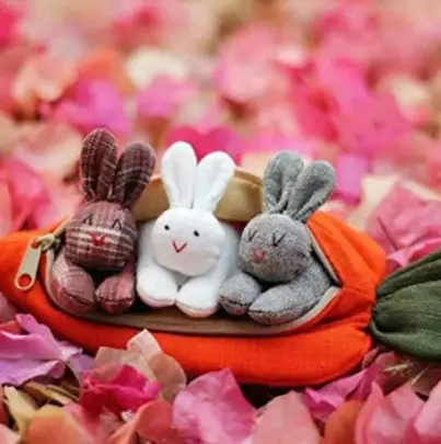 Hot Selling Cute Stuffed Toys Three Emojis Rabbit Carrot Purse Cute Rabbit Cloth Art Doll Easter Gift