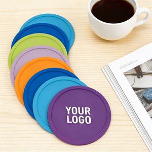 Posavasos Redondos de Silicona Suave Ecológicos con Logotipo Personalizado, Juego de Posavasos Impresos para Mesa de Cocina, Bar, Pub - Product Image 1