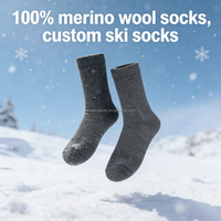Chaussettes de ski en laine mérinos 100 % personnalisées ODM en gros, épaisses, absorbant les chocs, pour temps froid, imprimées numériquement, tricotées
