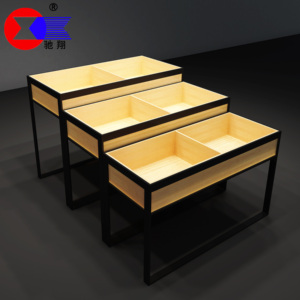 Kim loại bằng gỗ nhiệm vụ ánh sáng 3-kệ cầu thang hình hiển thị đứng cho cửa hàng quần áo siêu thị khuyến mãi Giày Túi sơn tĩnh điện - Product Image 5