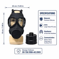 Respirateur facial complet en silicone réutilisable certifié CE EN 136, lentille panoramique anti-buée, filtre de 40 mm, filtre remplaçable